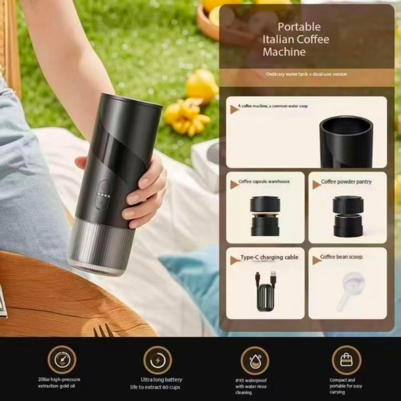Machine expresso portable 20 bars pour voyage et camping